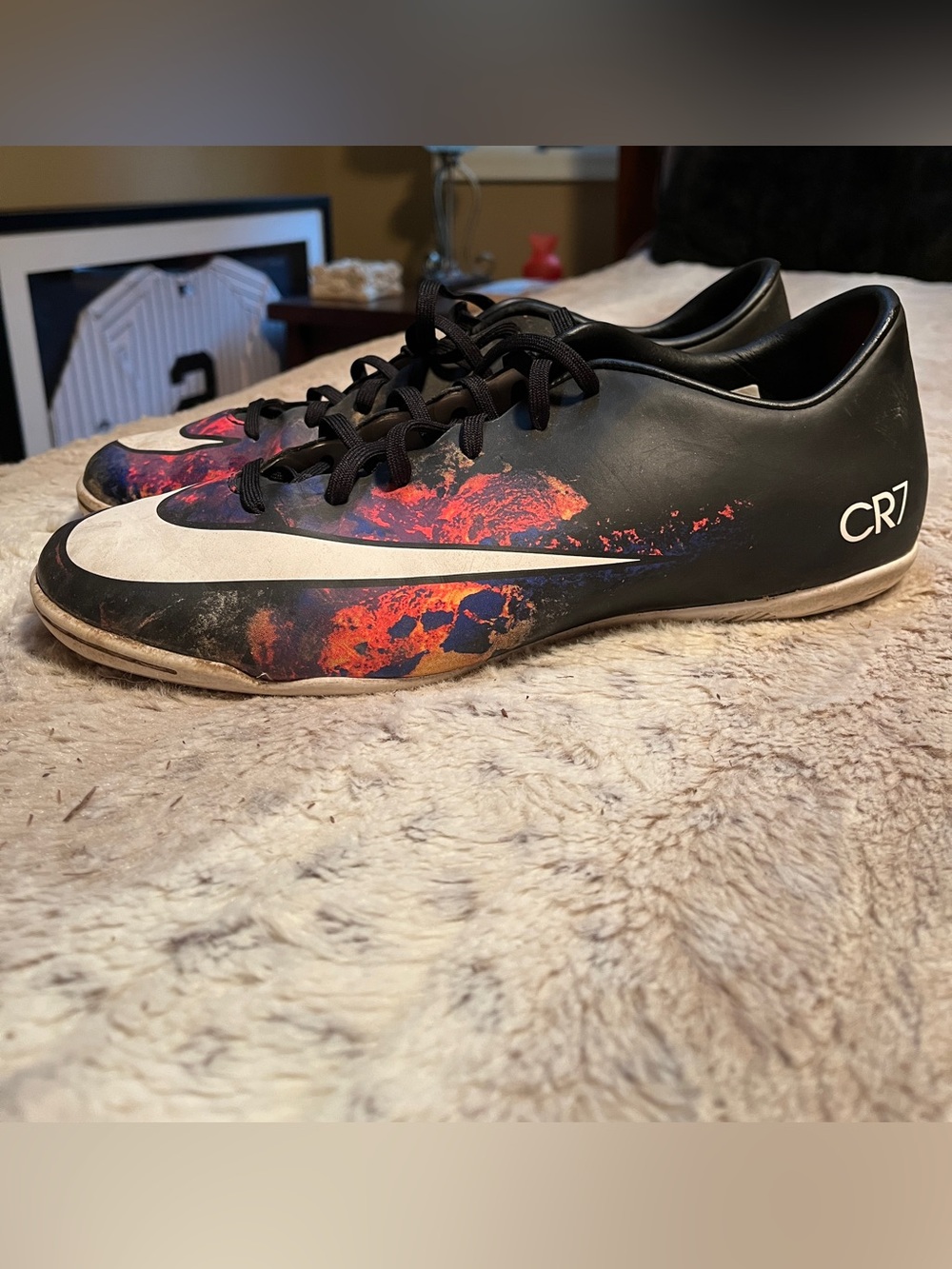 Nike Men’s Black Athletic Shoes with Orange and Blue Accent